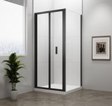 EASY BLACK obdĺžniková sprchová zástena 800x700mm, skladacie dvere, L/P varianta, číre sklo