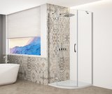 TRINITY CHROME štvrťkruhová sprchová zástena 900x900mm, číre sklo, ľavá