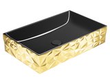 KUBE X DIAMANTE keramické umývadlo na dosku 60x37cm, čierná ExtraGlaze/zlata