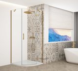 TRINITY GOLD MATT štvrťkruhová sprchová zástena 900x900mm, číre sklo, pravá