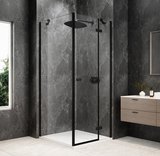 GLOBE BLACK štvorcová sprchová zástena 800x800mm, číre sklo, pravé