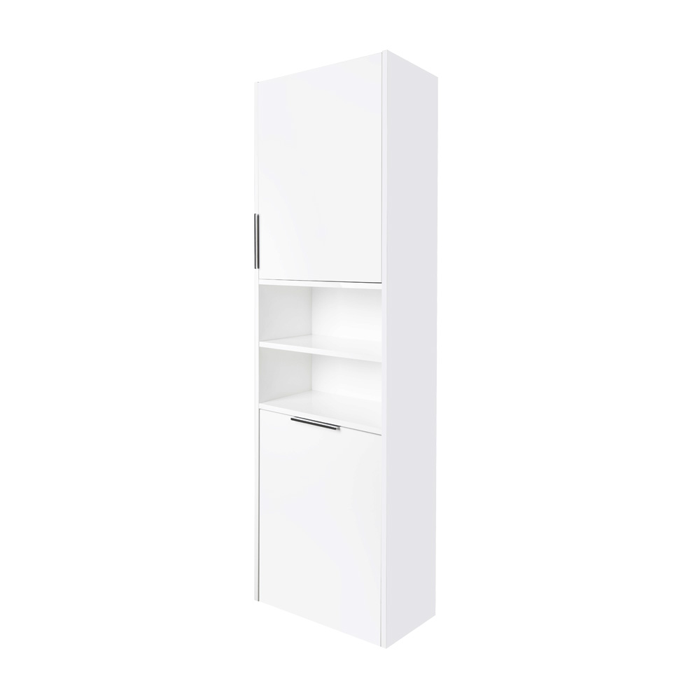 Mereo Vigo, kúpeľňová skrinka vysoká s košom, 180 cm, biela lesk