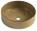MARAGUA gravírované sklenené umývadlo na dosku priemer 39,5cm, zlato