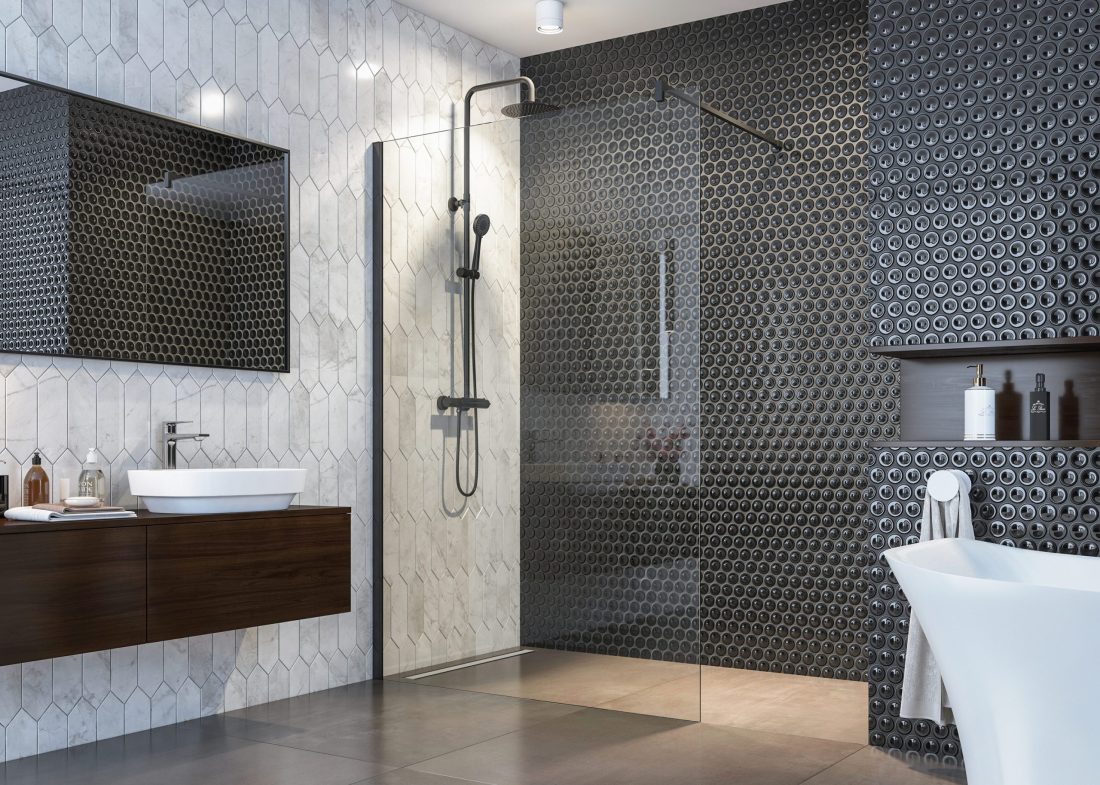 Aquatek OASIS BLACK F1 80 – 140 – walk-in sprchová zástena