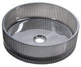 ANHELO gravírované sklenené umývadlo na dosku priemer 39,5cm, čierna