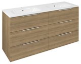 CIRASA umývadlová skrinka 139,6x75x46cm, 3x zásuvka, dub cuneo