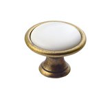 SAPHO CROSS kovová úchytka, priemer 30mm, bronz/biela – príslušenstvo ku kúpeľňovému nábytku
