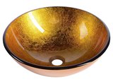 AGO sklenené umývadlo na dosku priemer 42cm, zlato oranžová