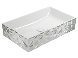 KUBE X DIAMANTE keramické umývadlo na dosku 60x37cm, biela ExtraGlaze/strieborna