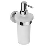 X-ROUND závesný dávkovač tekutého mydla 230ml, mliečne sklo, chróm