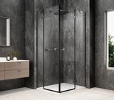 GLOBE GUN METAL obdĺžniková sprchová zástena 900x800mm, rohový vstup, číre sklo