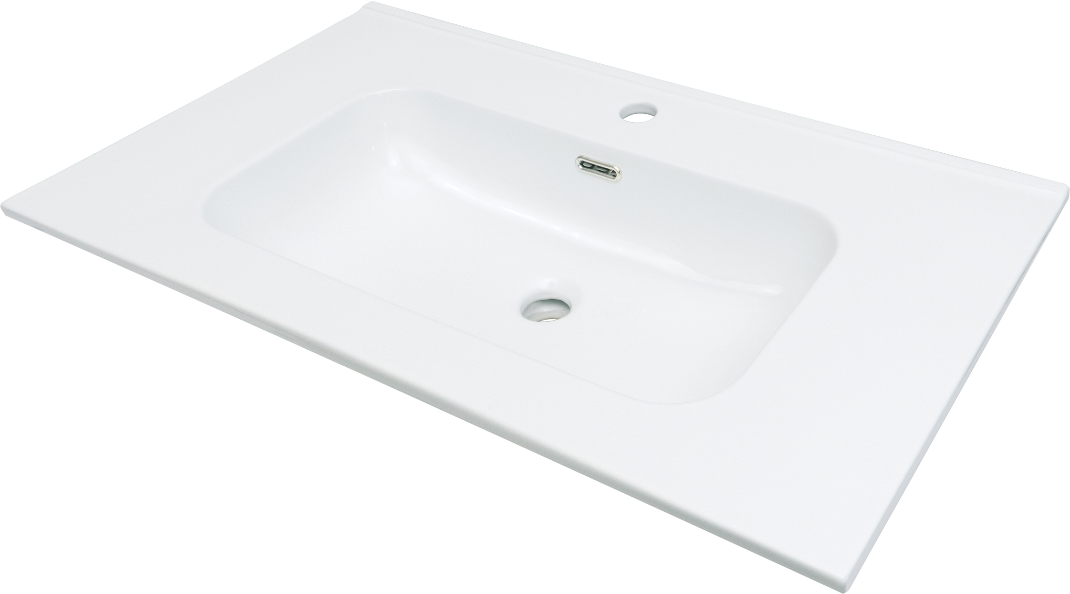 Tubo - Umywalka ceramiczna wpuszczana z miejscem na baterię - 80 cm