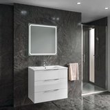 CIRASA kúpeľňová skrinka 70cm CIRASA s umývadlom a LED zrkadlom, 3 zásuvky, biely lesk