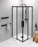 ALTIS BLACK štvorcová sprchová zástena 1000x1000 mm, rohový vstup, číre sklo