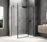 GLOBE BLACK obdĺžniková sprchová zástena 1200x800mm, číre sklo, pravé