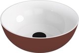 BANERA ROUND umývadlo na dosku, liaty mramor, priemer 39cm, biela/hnedá mat
