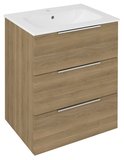 CIRASA umývadlová skrinka 59,2x75x46cm, 3x zásuvka, dub cuneo