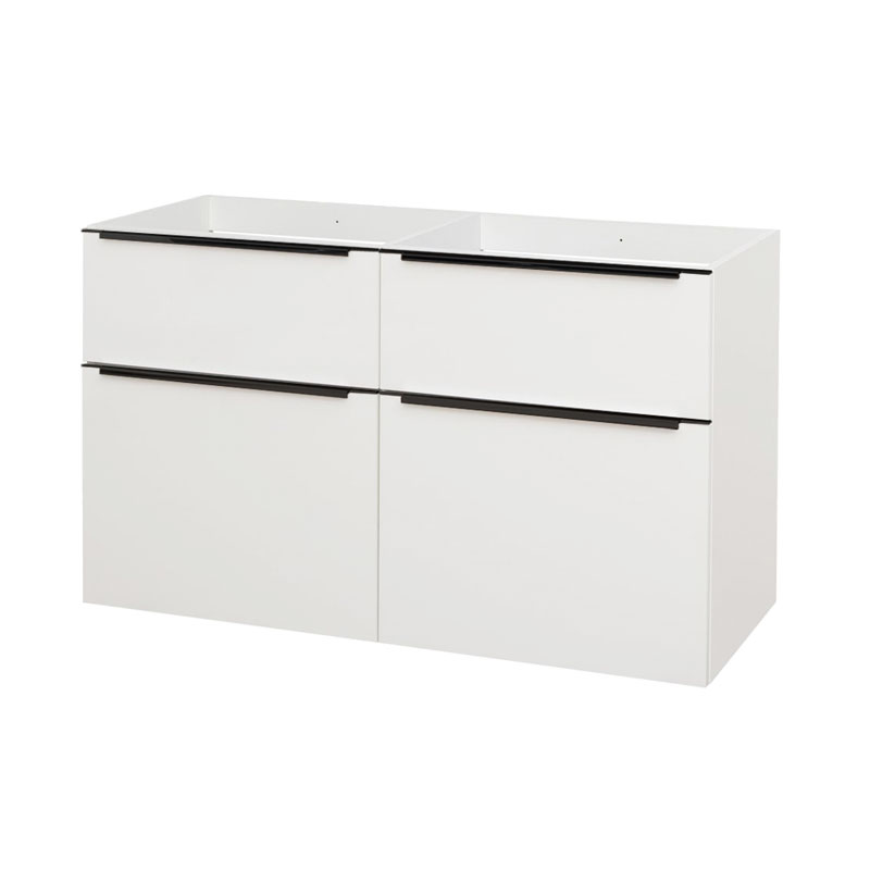 Mereo Mailo, kúpeľňová skrinka 120 cm, bíla, čierne madlo