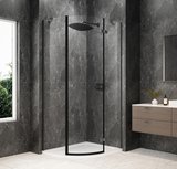 GLOBE GUN METAL štvrťkruhová sprchová zástena 900x800mm, číre sklo, pravé