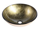 FIANNA sklenené umývadlo na dosku priemer 42cm, bronz/zlato