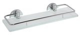 X-ROUND E polička sklenená s výklopnou hrazdou 300x130mm, mliečne sklo, chróm
