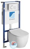 SENTIMENTI závesné WC Rimless s podomietkovou nádržkou a tlačidlom Schwab, biela
