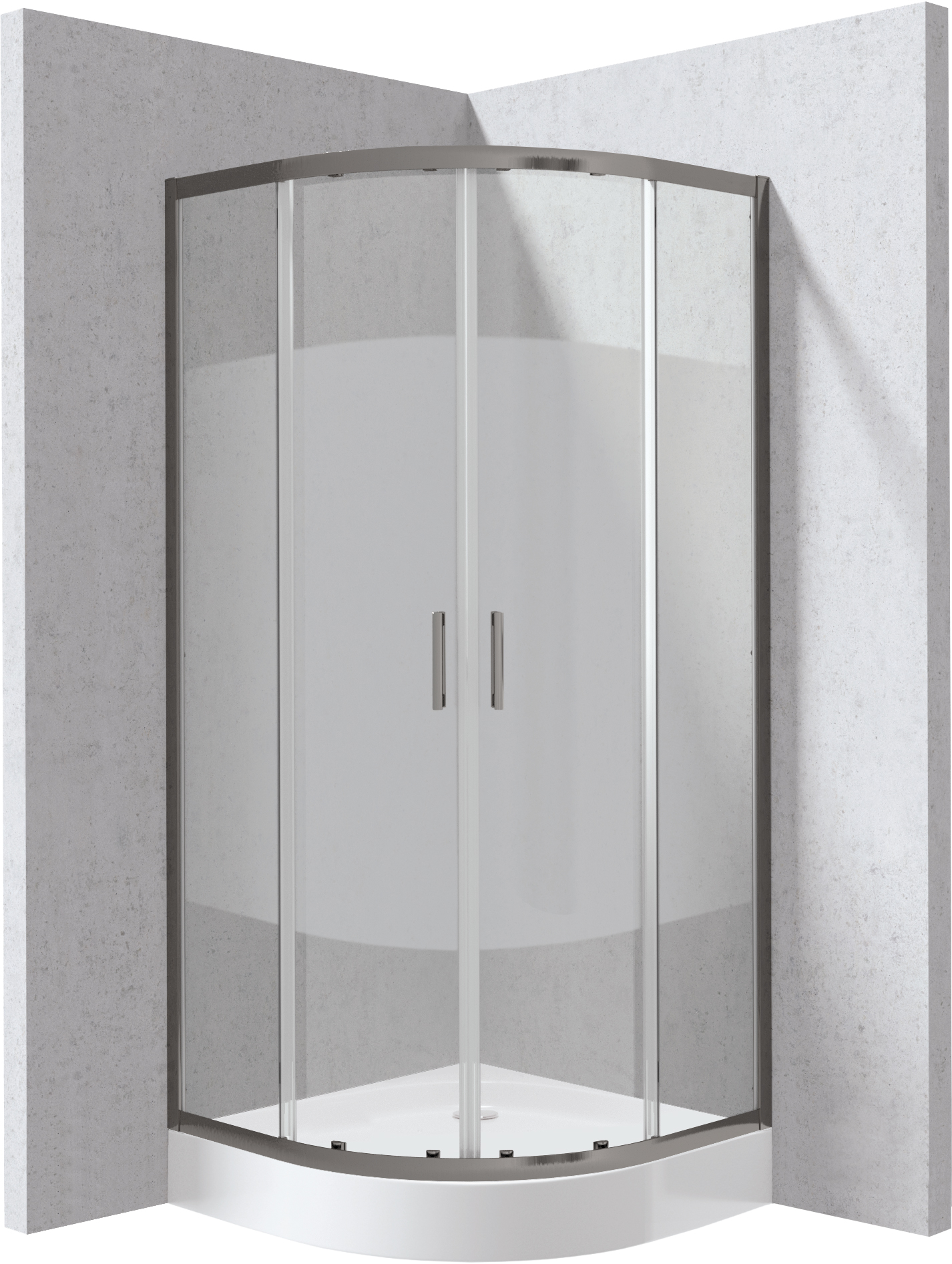 Deante Funkia Evo - Kabina prysznicowa z brodzikiem półokrągła 80x80 cm - wzór pas – sprchový box