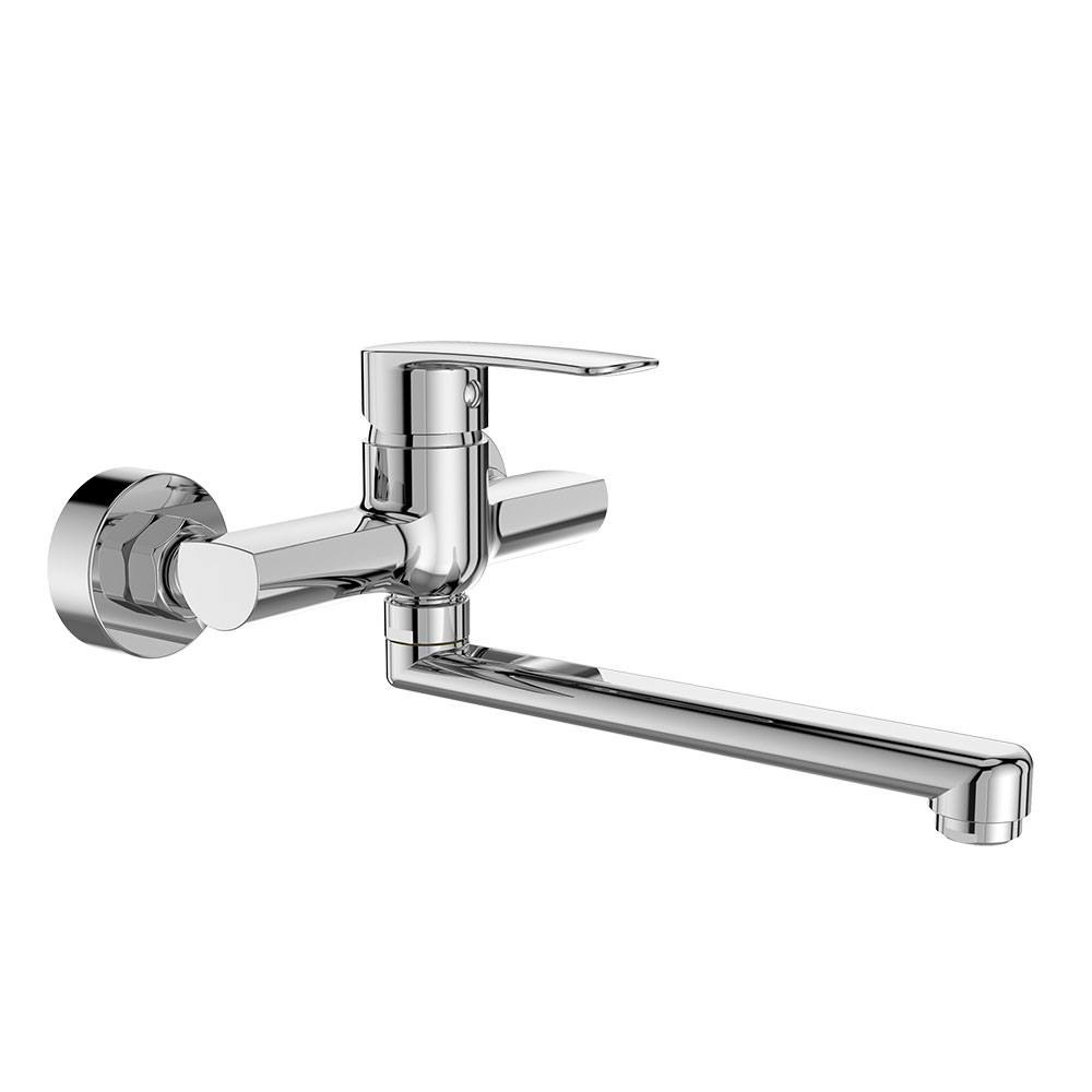 Mereo Drezová nástenná batéria, Pego, 150 mm, s ramienkom plochým rovným 210 mm, chróm