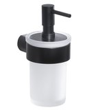PIRENEI závesný dávkovač mydla 110 ml, mliečne sklo, čierny mat
