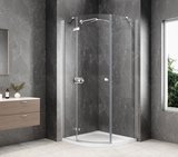 GLOBE CHROME štvrťkruhová sprchová zástena 800x800mm, číre sklo, ľavá
