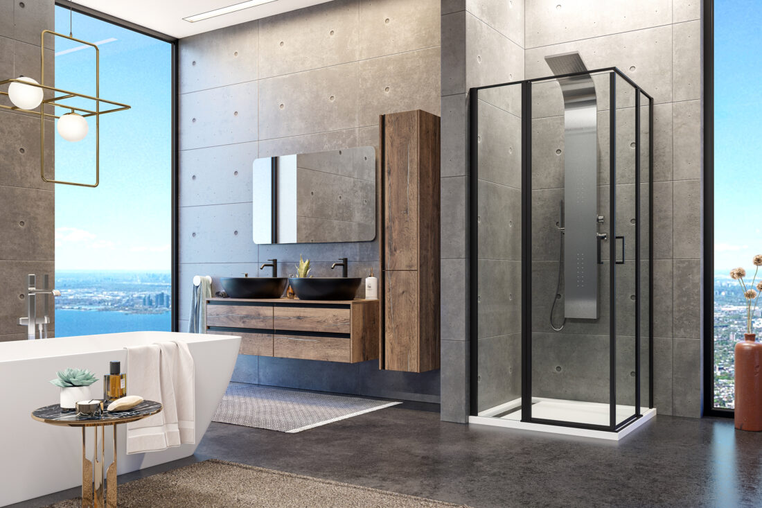 Aquatek YES BLACK A4 90×90 – štvorcový sprchový kút