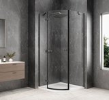GLOBE GUN METAL štvrťkruhová sprchová zástena 900x900mm, číre sklo, ľavá