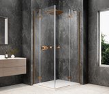 GLOBE COPPER MATT obdĺžniková sprchová zástena 1200x1000mm, rohový vstup, číre sklo