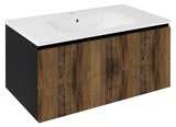 LOREA umývadlová skrinka 90x44x51,2cm, 1x zásuvka, dub collingwood/čierna mat