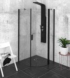 ZOOM BLACK štvrťkruhová sprchová zástena 900x900mm, číre sklo, pravá