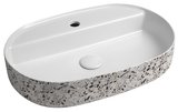 INFINITY OVAL keramické umývadlo na dosku, 60x40cm, terrazzo