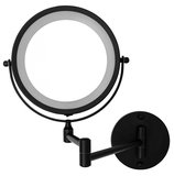 MARY závesné kozmetické zrkadlo, LED, priemer 130mm, čierna