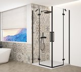 TRINITY BLACK obdĺžniková sprchová zástena 1200x800mm, rohový vstup, číre sklo