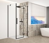 TRINITY BLACK obdĺžniková sprchová zástena 1100x900mm, číre sklo, pravé
