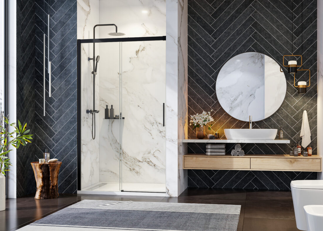 Aquatek WELLNESS BLACK B2 100-180 – štvorcový sprchový kút