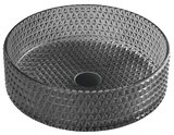 MARAGUA gravírované sklenené umývadlo na dosku priemer 39,5cm, čierna