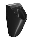 SAPHO COMMUNITY urinál so zakrytým prívodom vody, Rimless, 31x65cm, čierna mat – pisoár