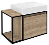 SKARA umývadlová skrinka 80x49,5x46,5cm, čierna matná/dub Alabama