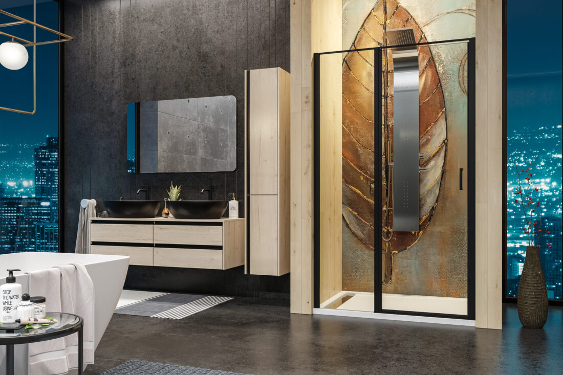 Aquatek YES BLACK B5 90-140 – štvorcový sprchový kút