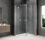 GLOBE CHROME štvrťkruhová sprchová zástena 800x900mm, číre sklo, ľavá