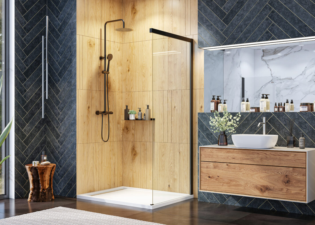 Aquatek WELLNESS BLACK F1 70-100 – štvorcový sprchový kút