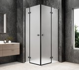 GLOBE GUN METAL obdĺžniková sprchová zástena 1200x1100mm, rohový vstup, matné sklo