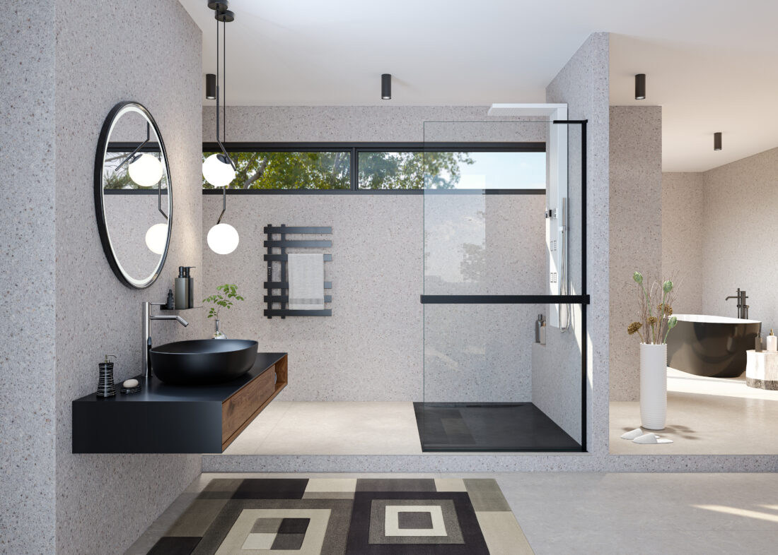 Aquatek OPEN BLACK F7 80 – 140 – walk-in sprchová zástena