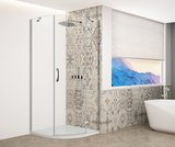TRINITY CHROME štvrťkruhová sprchová zástena 900x900mm, číre sklo, pravá