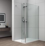 ESCA CHROM sprchová zástena s inštaláciou k stene 1300mm a prídavným panelom 385mm, číre sklo